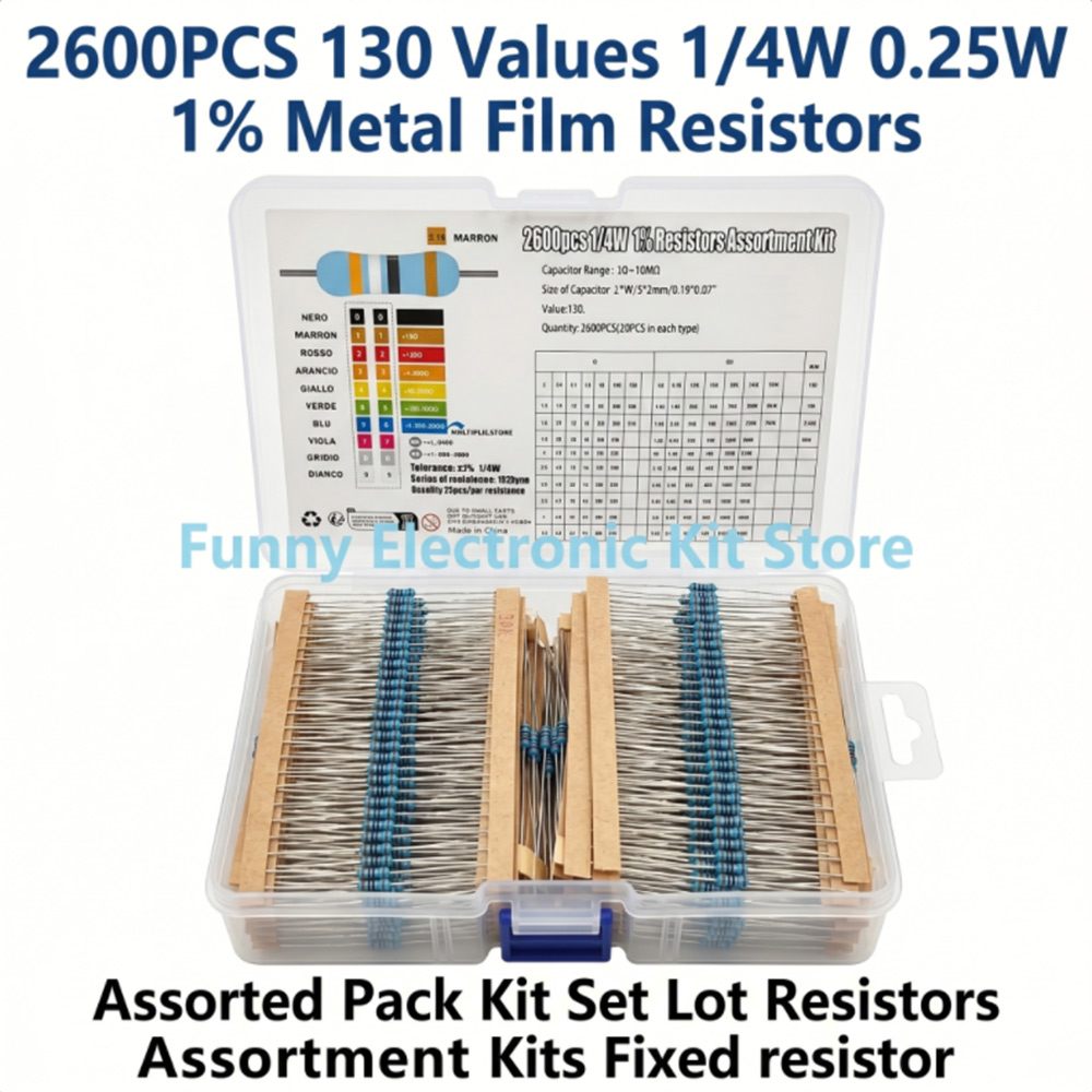 Diy Electronics Project Kit - 2600pcs Metal Film Resistors Assorted Pack