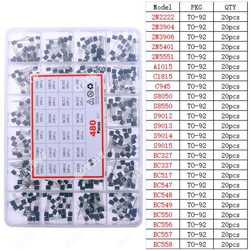 480Pcs 24Types NPN PNP Transis - Mosfet Transistor Set 评论和价格