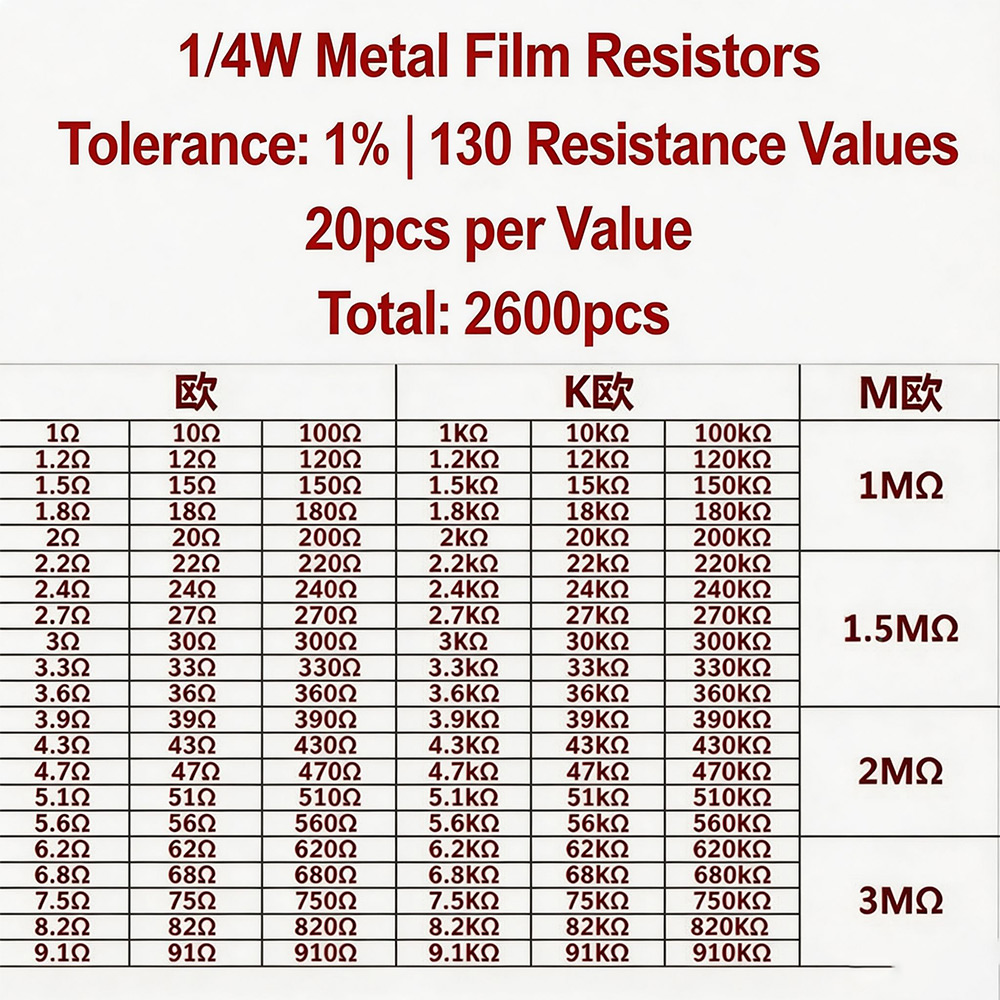 2600pcs Metal Film Resistors A - Diy Electronics Project Kit 评论和价格