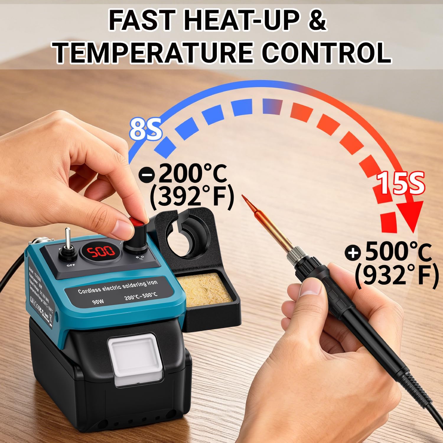 90W LED Digital Cordless Solde - Diy Electronics Tools 评论和价格