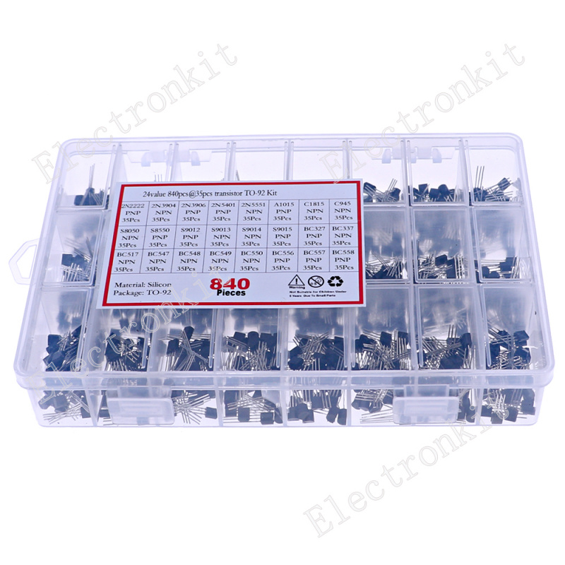 840pcs 24Values TO-92 PNP/NPN  - Mosfet Transistor Set 评论和价格